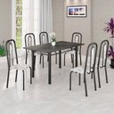 Ver imagem 1 de Conjunto Sala de Jantar com 6 Cadeiras Lívia Preto/Arabesco