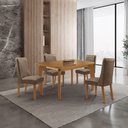 Ver imagem 1 de Mesa de Jantar Liz 4 Lugares Retangular MDF 120cm Capuccino com Cadeiras Carolina Moderna