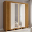 Ver imagem 1 de Guarda-roupa Casal Eliza 6 Portas 6 Gavetas com Espelho 100% Mdf Cinamomo/off White - Acp Móveis