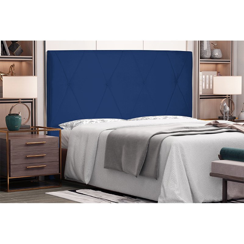 Cabeceira Cama Box Casal Queen 160cm Aquilla Suede Azul Marinho - Sheep Estofados - Azul - 2