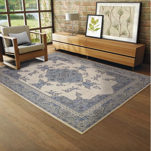 Tapete Sala Tabriz Azul 100x150 Cm Tipo Belga Persa Classico