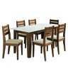 Conjunto Sala de Jantar Mesa Miami 1,60m 6 Cadeiras Dakar Cedro / Off White / Bege Dobuê - 1