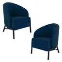 Ver imagem 1 de Kit 2 Poltronas Decorativa Sala de Estar Kenya Pés em Ferro Veludo Preto/azul G33 - Gran Belo