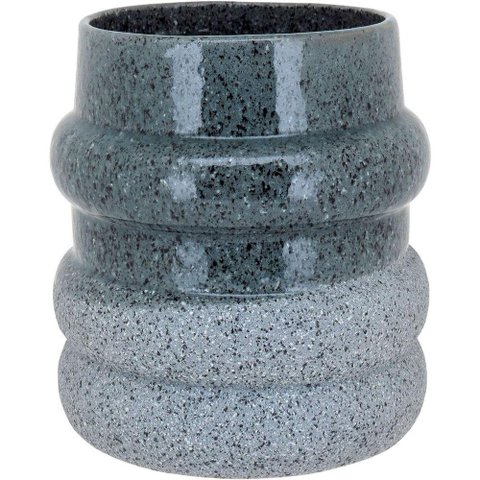 Vaso Decorativo Enfeite Casa Cerâmica 19x18x18cm Cinza