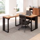 Ver mais imagens de Mesa Escritório em L 120 cm X 150 cm Design Industrial F5 Office Cor:Nogal com Preto