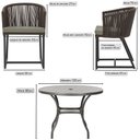 Ver imagem 2 de Mesa com 6 Cadeiras de Jantar Roma 120cm e Noronha em Alumínio Preto Corda Náutica Estofado 8 Trama
