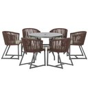 Ver imagem 1 de Mesa com 6 Cadeiras de Jantar Roma 120cm e Noronha em Alumínio Preto Corda Náutica Estofado 8 Trama