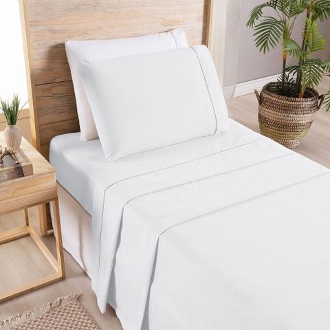 Jogo de Cama Premier Solteiro 02 Peças Hipercal 200 Fios 80% Algodão, 20% Poliéster - Branco