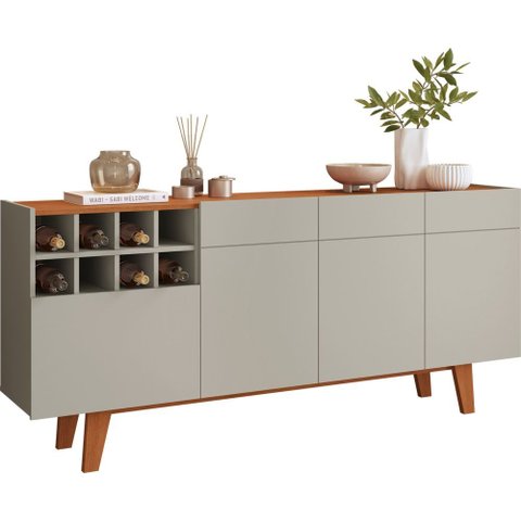 Buffet Duna 3 Portas 1 Gaveta e Adega Mv - Rei de Casa Off White/naturale