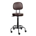 Ver imagem 1 de Cadeira Mocho Alto Marrom Estética Giratória Maca com Encosto Altura Maxima 79cm