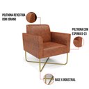 Ver imagem 3 de Poltrona Sala Decorativa Kit 2 Marisa Base X Industrial Dourada Sintético Pu D03 - D’Rossi