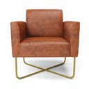 Ver imagem 5 de Poltrona Sala Decorativa Kit 2 Marisa Base X Industrial Dourada Sintético Pu D03 - D’Rossi