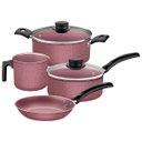 Ver imagem 1 de Jogo de Panelas Tramontina Turim 4 Peças em Alumínio Antiaderente Starflon Max Rosa