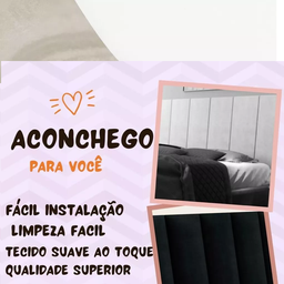 Cabeceira Cama Casal Suede 1.40-Preto - 5