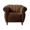Ver imagem 3 de Sofá Realeza 4 Lugares Fixo 260cm Marrom Veludo Bella Decor com Estrutura em Madeira para Sala