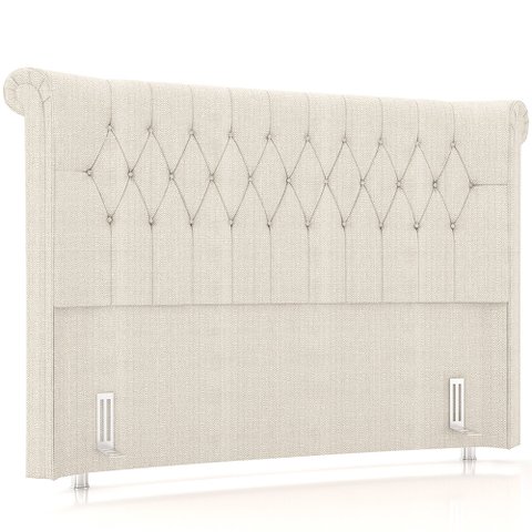 Cabeceira Cama Box Queen 160cm Estofada Meora P05 Linho Creme - Lyam Decor