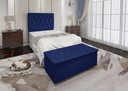 Ver imagem 1 de Conjunto Cabeceira Solteiro e Recamier Baú 0,90m Madrid Suede Azul Marinho Dal Poz Estofados