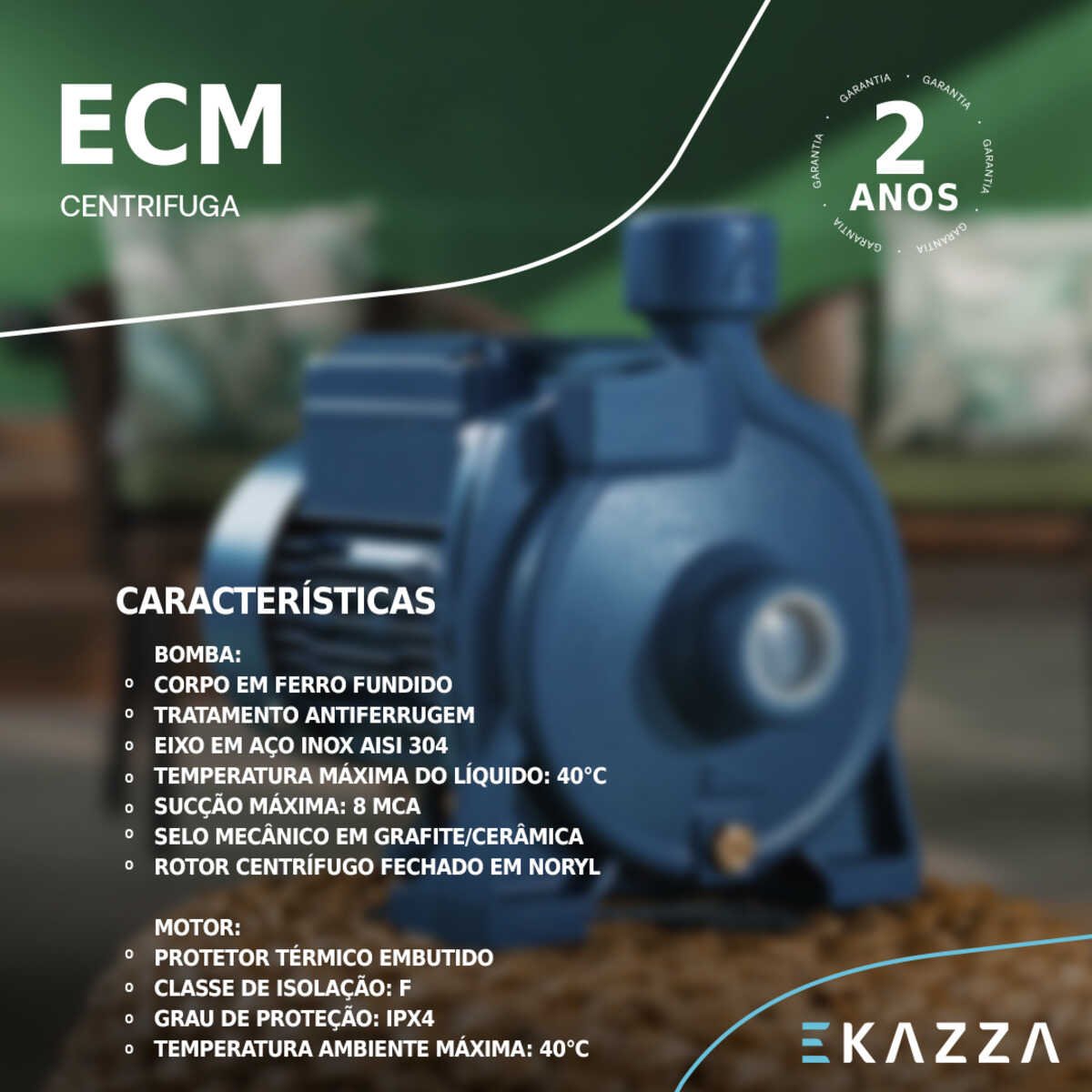 Motobomba Centrífuga ECM130 0,5 HP Aquastrong Voltagem:220V - 3