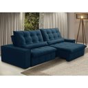 Ver imagem 2 de Sofá Retrátil Reclinável para Sala 4 Lugares 290cm Curie F04 Veludo Azul - Lyam Decor