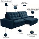 Ver imagem 3 de Sofá Retrátil Reclinável para Sala 4 Lugares 290cm Curie F04 Veludo Azul - Lyam Decor