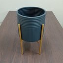 Ver imagem 2 de Cachepô de Metal Preto 38x22x22cm Vaso Plantas Jardim Sala Suculenta Flores