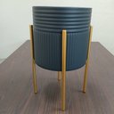 Ver imagem 3 de Cachepô de Metal Preto 38x22x22cm Vaso Plantas Jardim Sala Suculenta Flores
