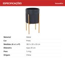 Ver imagem 6 de Cachepô de Metal Preto 38x22x22cm Vaso Plantas Jardim Sala Suculenta Flores