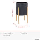 Ver imagem 7 de Cachepô de Metal Preto 38x22x22cm Vaso Plantas Jardim Sala Suculenta Flores