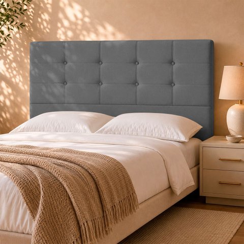Cabeceira Decorativa Ivy para Cama de Casal 140 cm Suede Cinza
