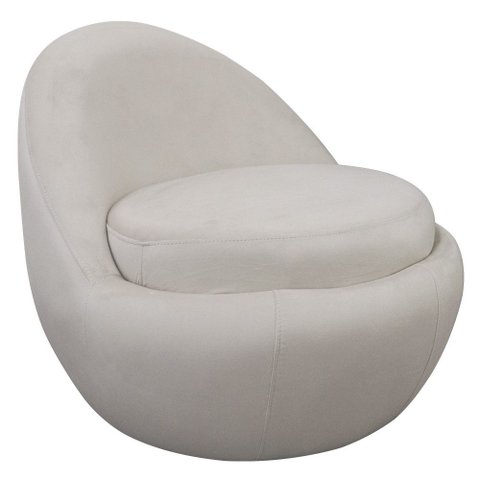 Poltrona Decorativa Orgânica Kaira Base Fixa Veludo Off White - Nexta Casa