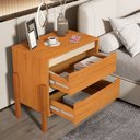 Ver imagem 6 de Kit 2 Mesas de Cabeceira Verona 2 Gavetas Pés Madeira Design Moderno para Quarto - Nature/off-white
