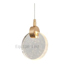 Pendente Redondo Cristal Bolhas Luminária Moeda Bolachao Led 7w 3500k Cabeceira Lavabo Balcão Equipe - 6