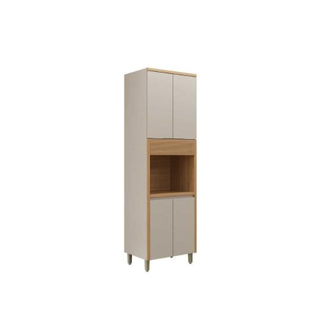 Paneleiro de Cozinha Modulado Allure C- 5 Portas 1 Nicho P- Forno 70cm Jequitiba-Gris Fosco - Linea
