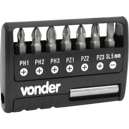 Jogo de Bits/ponteiras C/ 9 Pç Encaixe Sextavado 1/4" Vonder - 1