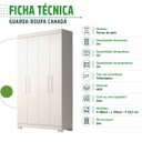 Ver imagem 7 de Guarda-Roupa Solteiro Canadá 4 Portas 100% MDF Linhamobília Branco