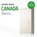 Ver imagem 2 de Guarda-Roupa Solteiro Canadá 4 Portas 100% MDF Linhamobília Branco