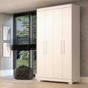 Ver imagem 1 de Guarda-Roupa Solteiro Canadá 4 Portas 100% MDF Linhamobília Branco