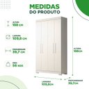 Ver imagem 3 de Guarda-Roupa Solteiro Canadá 4 Portas 100% MDF Linhamobília Branco