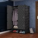 Ver imagem 2 de Guarda Roupa Modulado Modular Portátil 6 Portas de Bater Plástico Multiuso Preto Vintage