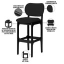 Ver imagem 4 de Kit 02 Banquetas Alta Para Cozinha Madeira Fixa Betta L02 Preto Facto Preto - Lyam Decor