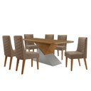 Ver imagem 2 de Mesa para Sala de Jantar Aster 180cm Mdf Tampo Laminado Canto Copo e 6 Cadeiras Safira
