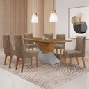 Ver imagem 1 de Mesa para Sala de Jantar Aster 180cm Mdf Tampo Laminado Canto Copo e 6 Cadeiras Safira