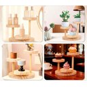 Ver imagem 2 de Estante de Mesa Redondo de Madeira com 3 Níveis para Plantas, Pequeno Suporte Expositor para Mesa