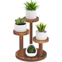 Ver imagem 1 de Estante de Mesa Redondo de Madeira com 3 Níveis para Plantas, Pequeno Suporte Expositor para Mesa