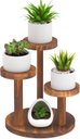 Ver imagem 1 de Estante de Mesa Redondo de Madeira com 3 Níveis para Plantas, Pequeno Suporte Expositor para Mesa