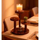 Ver imagem 4 de Estante de Mesa Redondo de Madeira com 3 Níveis para Plantas, Pequeno Suporte Expositor para Mesa