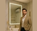 Ver imagem 6 de Espelho 4mm Led 80x70 Cm 2 Cores Botão Touch Luz Ajustável Luz Frontal Maquiagem Camarim