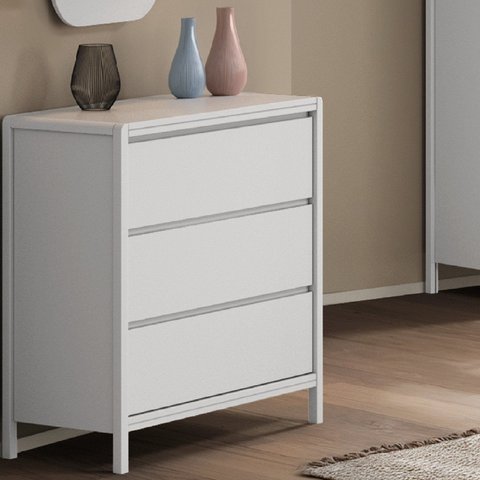 Cômoda para Quarto 3 Gavetas Madeira Maciça Modena Branco