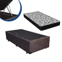 Ver imagem 2 de Cama Box Baú Solteiro Confort Suede Marrom Com Colchão Solteiro Confort Molas Bonnel 61x88x188