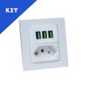 Kit Espelho Duplo Reto com 1 Tomada 10a e 3 Usb 5.2a Branco - 1